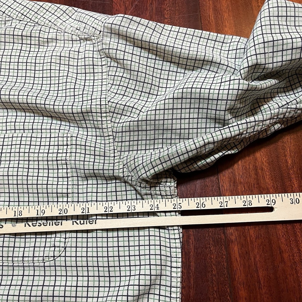 Cinch WRX FR Shirt Mens Large Green Blue White Plaid Check Western Work FLAW* - Picture 9 of 12